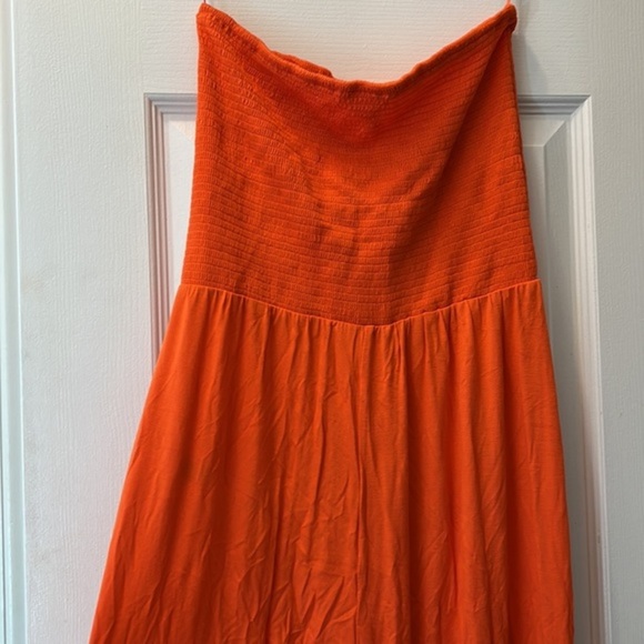 NWOT BRIGHT SUMMER CORAL STRAPLESS FLARE LEG JUMPSUIT - SIZE S - Picture 12 of 16